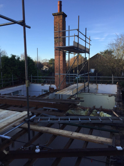 Scaffolding for chimney building on new build homes in Nottingham | East Midlands