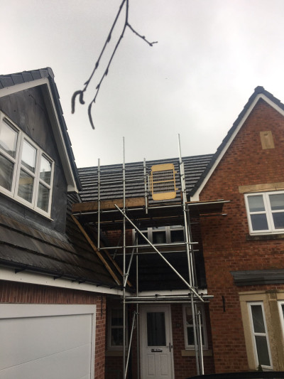 Scaffolding erected at the front of home in Nottingham | East Midlands