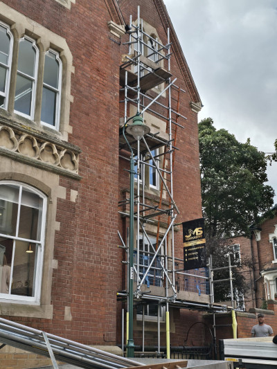 Tall scaffolding erected on a victorian building in Nottingham | East Midlands