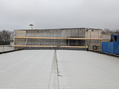 Scaffolding erected on roof of warehouse in Nottingham | East Midlands