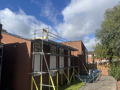 Scaffolding erected at the back row of UK houses in Nottingham | East Midlands