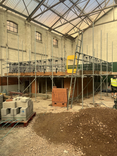 Scaffolding erected inside large warehouse in Nottingham | East Midlands